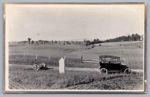 RPPC Saratoga Battlefield Stillwater NY Harley Davidson Beiwagen Tourenwagen N14 - Bild 1 von 3