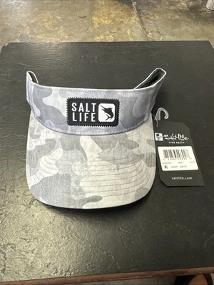 Salt Life SLM20357 Grey Camo Fishing Visor Hat OSFM Vel Cro Back