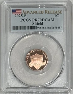 2025 S Proof Lincoln Shield Cent PCGS PR70DCAM Advanced Release - Picture 1 of 2
