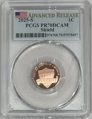 2025 S Proof Lincoln Shield Cent PCGS PR70DCAM Advanced Release - Image 1 of 2