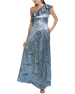 Aidan Mattox One-Shoulder Ball Gown Women's Blue 2 - Picture 1 of 4