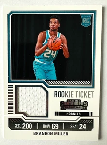 2023-24 Panini Contenders Brandon Miller Jersey RC Hornets Rookie Ticket! - Picture 1 of 3
