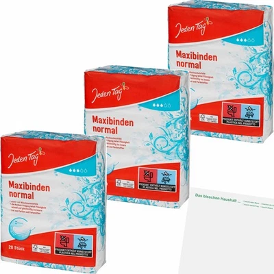 Jeden Tag Maxibinden Normal ohne Flügel 3er Pack 3x20Stk usy Block
