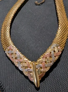 ¿Whiting & Davis sin firmar?? COLLAR GARGANTILLA MALLA DORADA IMPRESIONANTE COLLAR Cab8 - Imagen 1 de 7