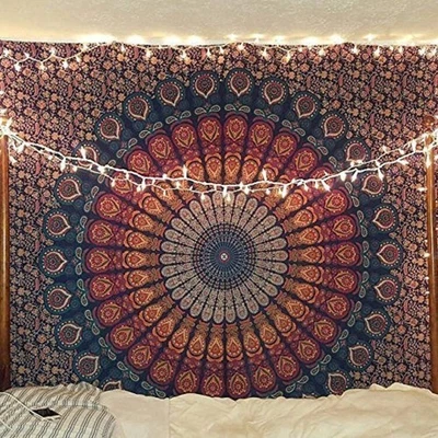 Mejor tapiz mandala pavo real RAJRANG hippie colgante de pared 90x84 pulgadas decorativo Foto 1 de 4