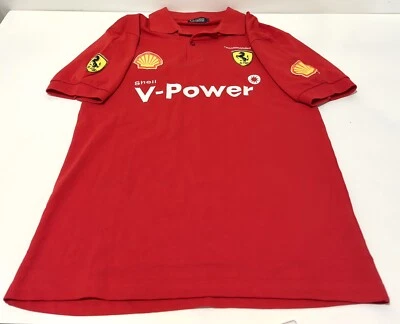 Shell Ferrari рубашка-поло суперкары футболка красный мужской размер маленький бензин  - Изображение 1 из 4