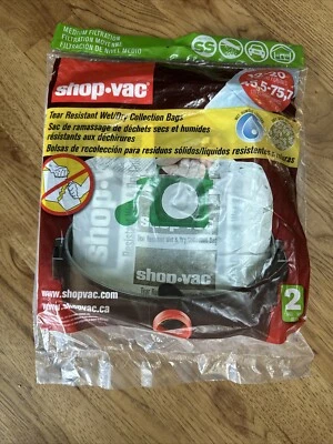 Shop-Vac 9021633 Vacuum Bags,Non-Reusable,Wet/Dry,Pk2 - Image 1 of 2