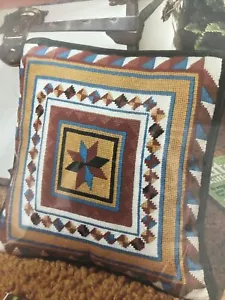 New Vintage Unopened Needlepoint 14” x 14” Geometric Star Pillow Tapestry - Picture 1 of 3