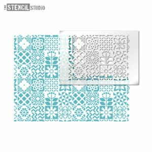 Stroud Tile Repeat STENCIL. Reusable Pattern. Painting Floors & Walls. 10754 - Picture 1 of 5