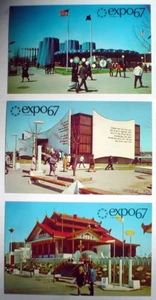 3 CARTES POSTALES D'EXPO 67 ***** LOT OF 3 EXPO 67 POST CARDS. - Picture 1 of 3