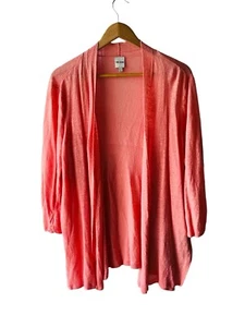 Nic+Zoe Size 1XL Pink 60% Linen Lightweight Open Front Cardigan Sweater - Picture 1 of 5
