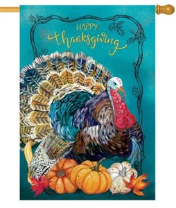 Teal Turkey House Flag - Picture 1 of 1