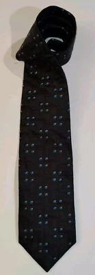 Dolce & Gabbana Cravatte Neck Tie 100% Silk Black w/ Blue & Orange Cube Design - Image 1 of 4