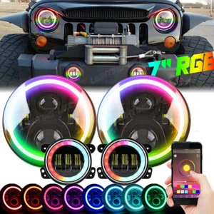 Faros LED Chasing RGB de 7"" + Kit combinado de luces antiniebla de 4"" para Jeep Wrangler JK JKU - Imagen 1 de 14
