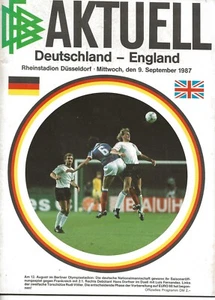 ALEMANIA V INGLATERRA ~ 9 DE SEPTIEMBRE DE 1987 ~ PROGRAMA AMISTOSO INTERNACIONAL - Imagen 1 de 1