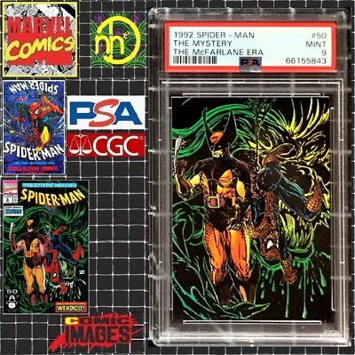1992 Marvel Comic Images Spider-Man McFarlane - #50 Wolverine Mystery - PSA 9 MT - Image 1 of 4