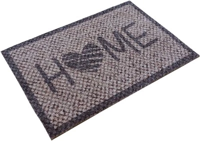 Fußmatte Türvorleger mit Spruch Home mit Herz, braun-beige rutschfest & waschbar - Bild 1 von 3