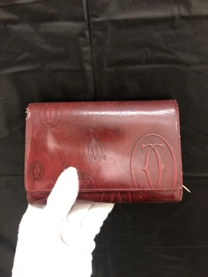 Authentic CARTIER BURGUNDY happy Birthday Card Case leather - Image 1 of 4