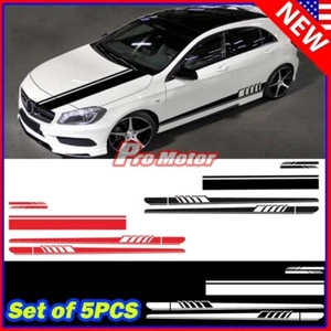 5pcs Set Plaid Racing Sport Side Fender Skirt Stripe Vinyl Decal Sticker Sedan P - Picture 1 of 5