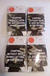 Camo Neoprene 12oz Can Koozie ....Camping Without Beer .... 4pc set - Picture 1 of 2