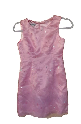 Bonnie Jean Girls Size 10 IRIDESCENT Pink SEQUINS Satin Dress NWT Embroidered - Image 1 of 4