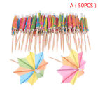 50Pcs Cocktail Umbrella Sticks Decorative Toothpicks Fruit Dessert Drinks Pi V I