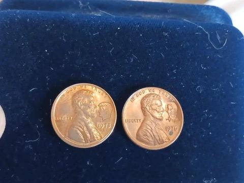 1973 Lincoln Cent Kennedy and 1976 Ford/Carter Counter Stamped Pennies, lot of 2 Cover
