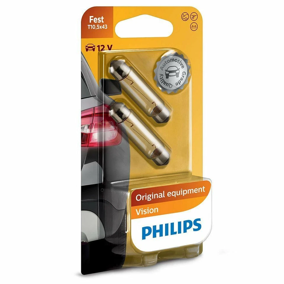 PHILIPS Vision C10W Festoon 12V 10W SV8,5 12866B2 Halogen Bulb x2 - Image 1 of 1