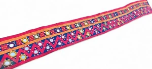 38,5" X 4" Rabari tessuto tribale etnico boho indiano bordo ricamato artigianale - Foto 1 di 4