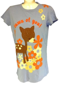 T-shirt maglietta donna junior David & Golia sono cerbiatto di te blu invecchiato  - Foto 1 di 2