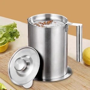 1.6 L Oil Filter Container Grease Strainer Pot Kitchen Cooking Tool Storage Can - Picture 1 of 10