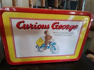 Curious George Large Tin Case W Handle.  13 x 9x4 - Picture 1 of 6