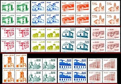 2055-73 BRASIL 1986 1987 1988 PATRIMONIO HISTÓRICO Y ARTÍSTICO, ARQUITECTURA, BLOQUES MNH Foto 1 de 4