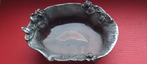 Antique Salt Cellar Sterling Silver 925 Old Dish Stone Rare Bowl Flowers Etched Cover