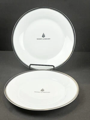 Williams-Sonoma Open Kitchen Bistro Gold "Merry & Bright" 9" Holiday Salad Plate - Image 1 of 4
