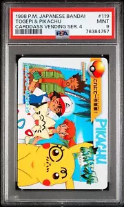 1998 Pokemon Japanese Carddass Vending Series 4 Togepi & Pikachu 119 PSA 9 - Picture 1 of 2