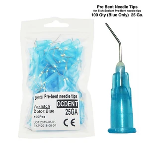 Dental Pre-Bent Dispensing Needle Tips for Etch Sealant Blue 25 Gauge 100/pk - Picture 1 of 11