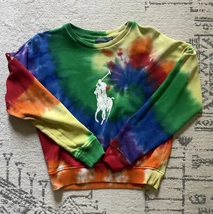 Rare Polo by Ralph Lauren US Open Ed. Tie Dye Sweatshirt Women Medium Big Pony - Picture 1 of 5