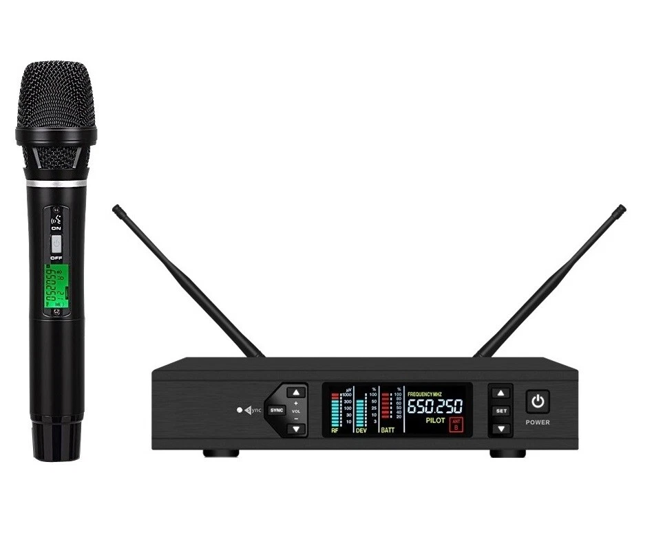Wireless Microphone Set For Singers Live Vocal Mics Handheld True Diversity UHF - Image 1 of 4