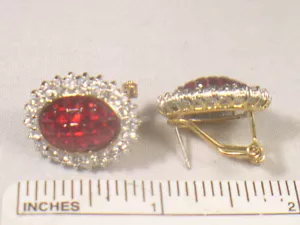 # OHRRING DESIGNER VINTAGE MIT ROTEN & KLAREN SWAROVSKI KRISTALLEN 1015R - Bild 1 von 3