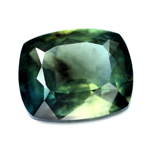Certified 1.63ct Natural Bluish Green Sapphire VS Clarity Madagascar Cushion  - Picture 1 of 6