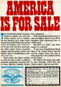 1982 Vintage Print Ad America Is For Sale United States Map Company Mural - Picture 1 of 2