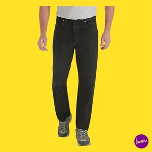 Pantalones de mezclilla para hombre WRANGLER de corte relajado de uso resistente, negros teñidos, 40 W x 36 L - Imagen 1 de 9