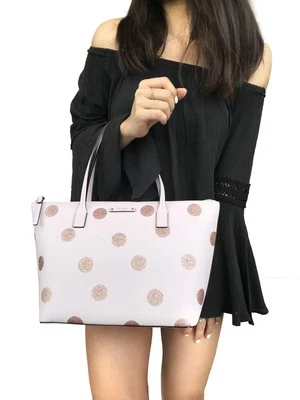 Bolso de Mano Kate Spade Haven Lane Hani Pequeño Rosa Brillante Lunares Top Cremallera Foto 1 de 4