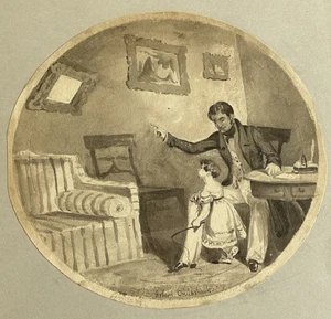 ROBERT CRUIKSHANK ORIGINAL ACUARELA DIBUJO ILUSTRACIÓN - Imagen 1 de 6