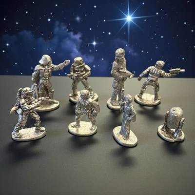 De colección 8 fichas de figura de peltre Star Wars Monopoly edición LTD 1996 R2D2 Luke Skywalker Foto 1 de 4