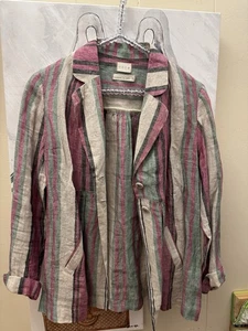 Eka Linen Striped Jacket Blazer Sz Xs Handmade - Picture 1 of 7