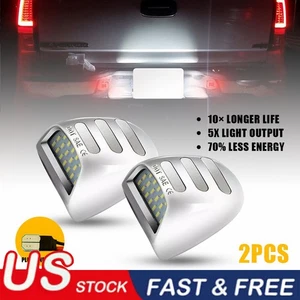 FOR 99-13 GMC Sierra 1500 2500 3500 Chrome Bezel White LED License Plate Light - Picture 1 of 11