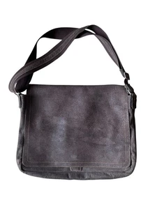 David King Distressed Leather Messenger Bag Full Flap Briefcase Crossbody EUC - Picture 1 of 9