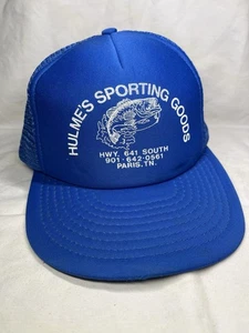 Hulme’s Sporting Goods Store Paris Tennessee Fishing Largemouth Blue Vtg Hat - Picture 1 of 8